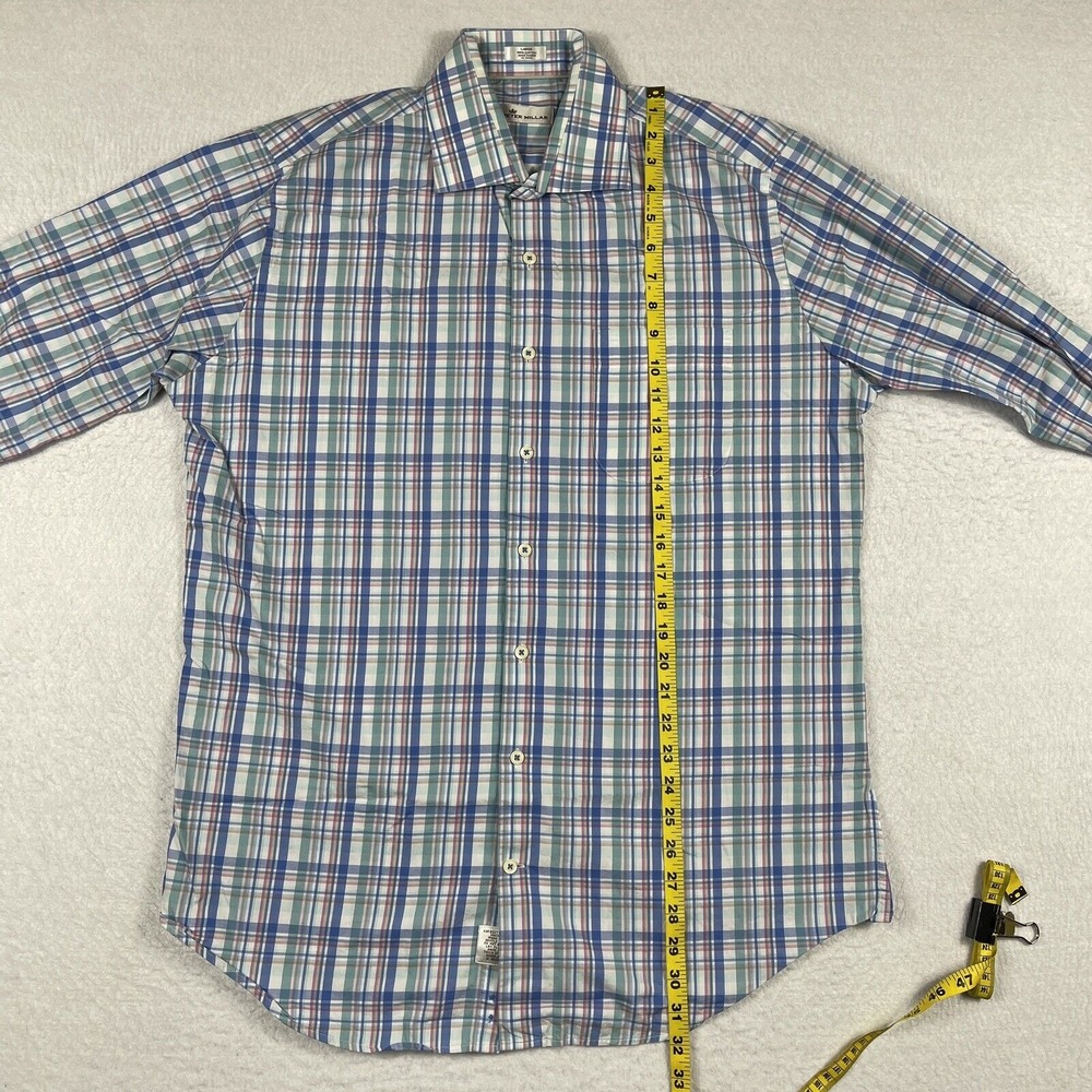 Peter Millar Shirt Mens Large Plaid Multicolor Pastel Party Office Casual Preppy - Picture 6 of 13